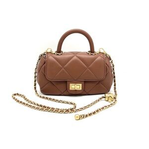 Elegant Brown Quilted Handbag Made in Italy